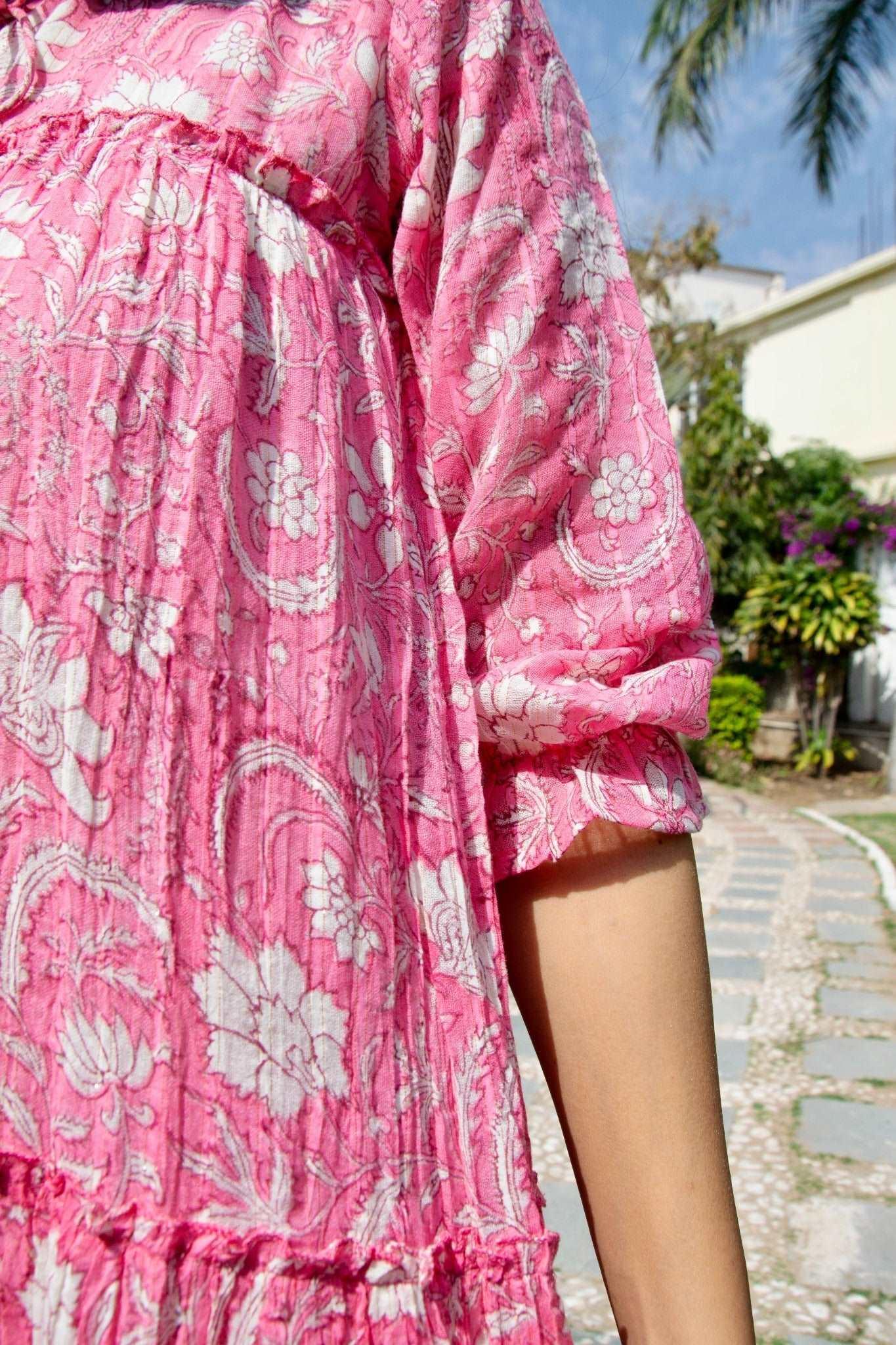 'Candy Pink' Block Printed Dress - Pre-Order