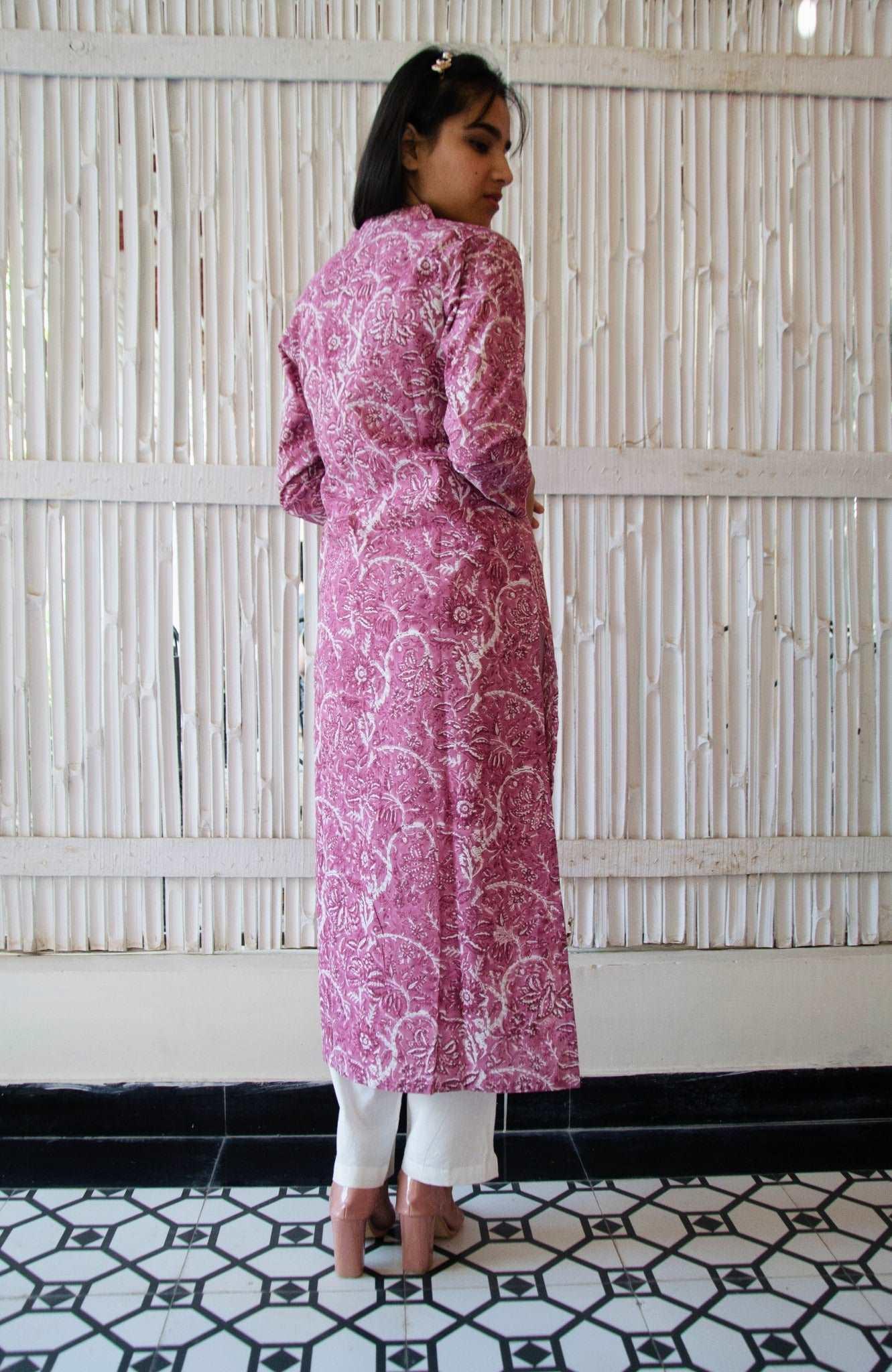 'Dusty Rose' Block Printed Kurta