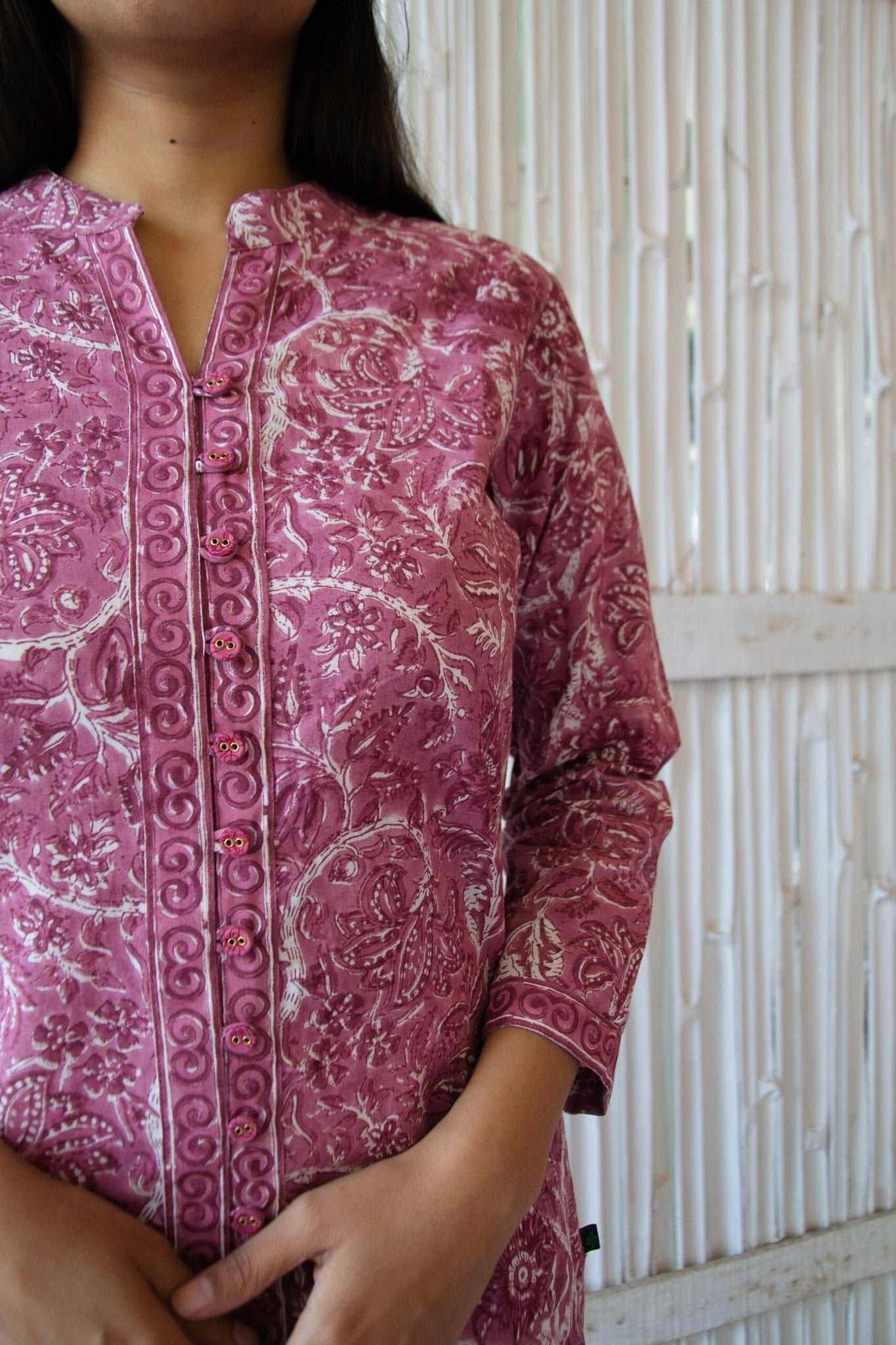 'Dusty Rose' Block Printed Kurta