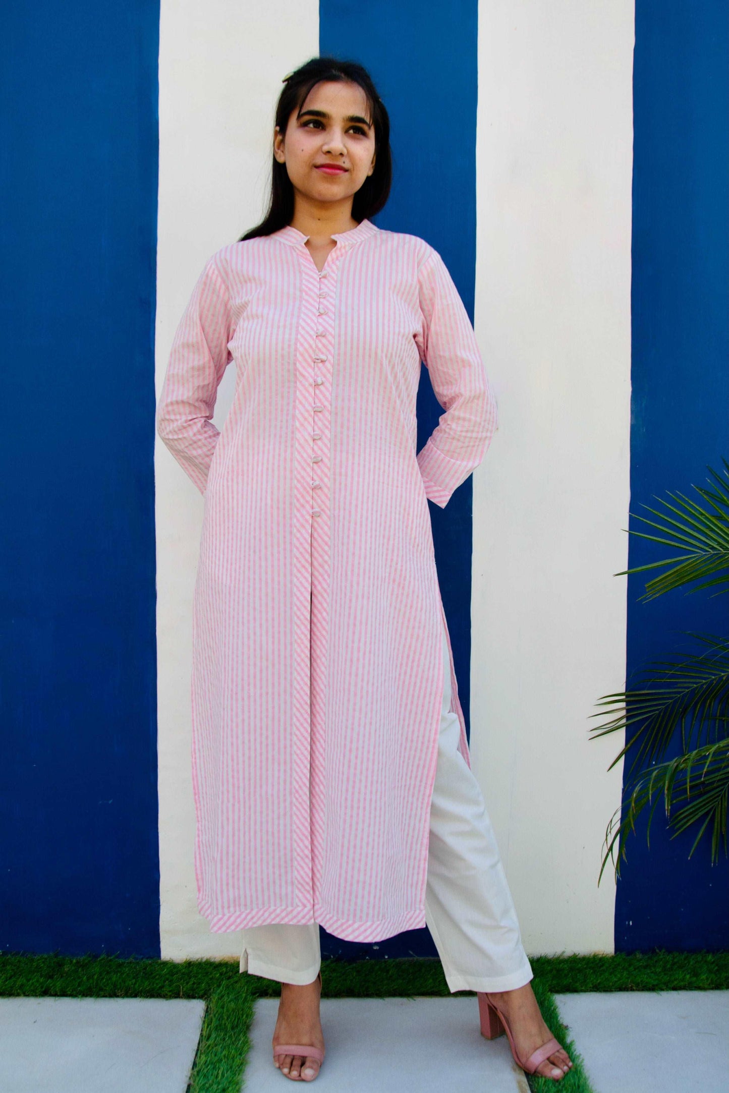 'Elegant' Stripe Block Printed Kurta