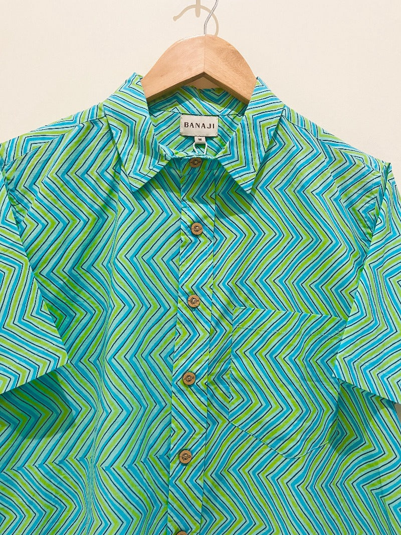 COTTON BLOCK PRINTED HALF SLEEVE SHIRT
