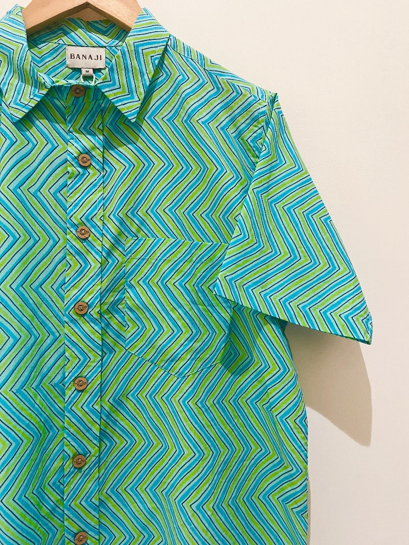 COTTON BLOCK PRINTED HALF SLEEVE SHIRT