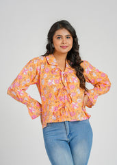 Pumpkin Block Printed Short Top Pre-order