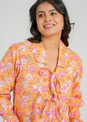 Pumpkin Block Printed Short Top Pre-order