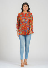 Hibiscus Block Printed Short Top