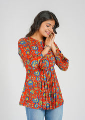 Hibiscus Block Printed Short Top