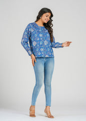 Periwinkle Block Printed Short Top