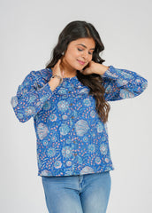 Periwinkle Block Printed Short Top