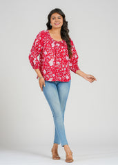 Scarlet Block Printed Short Top