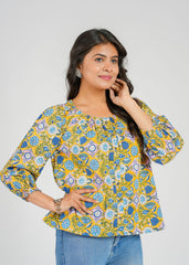 Daisy Block Printed Short Top