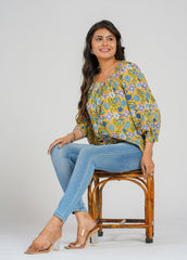 Daisy Block Printed Short Top