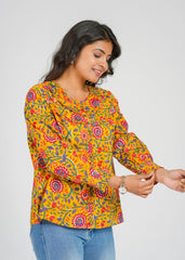 Marigold Block Printed Short Top