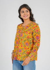 Marigold Block Printed Short Top