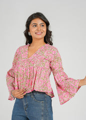 Rosewood Block Printed Short Top