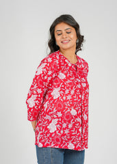 Rubious Block Printed Short Top