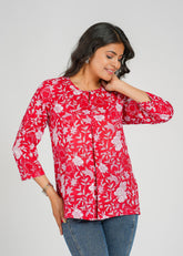 Rubious Block Printed Short Top