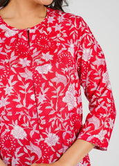 Rubious Block Printed Short Top