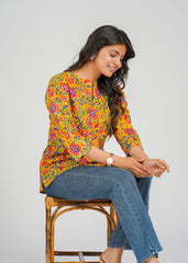 Marigold Block Printed Short Top