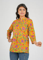 Marigold Block Printed Short Top