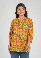 Marigold Block Printed Short Top