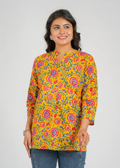 Marigold Block Printed Short Top