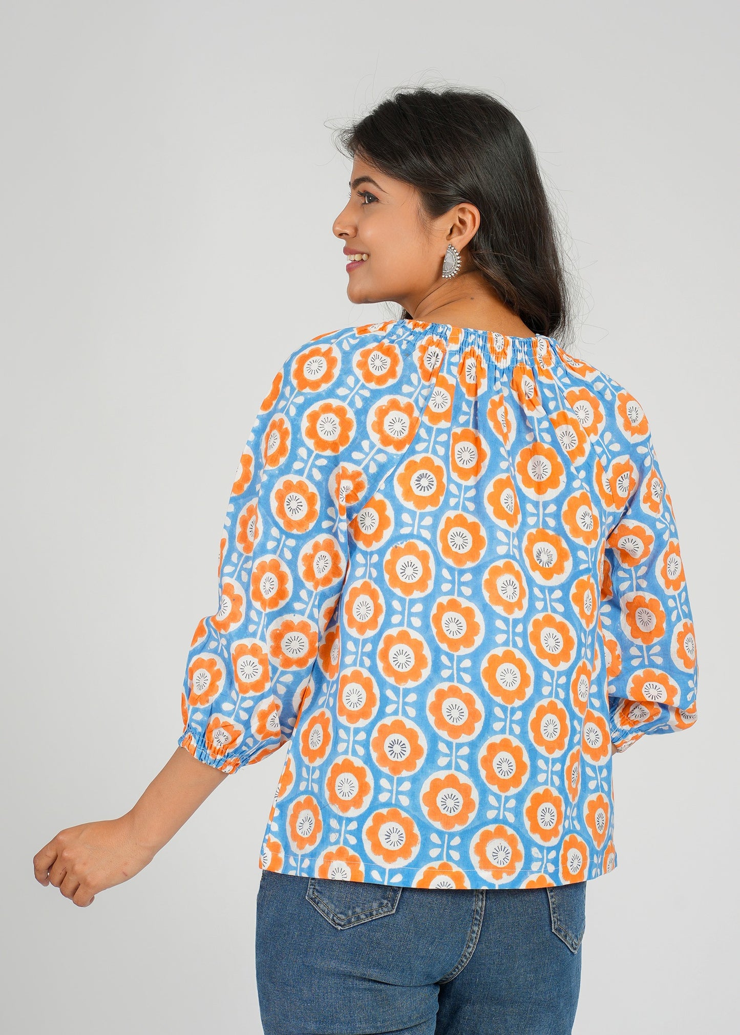 Apricot Block Printed Short Top