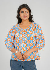 Apricot Block Printed Short Top