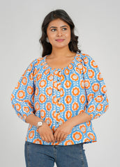 Apricot Block Printed Short Top