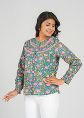 Lotus Block Printed Short Top