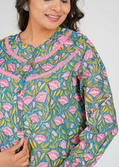 Lotus Block Printed Short Top