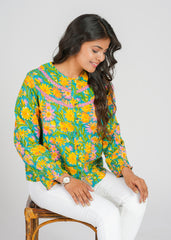 Bloom Block Printed Short Top