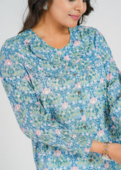 Hydrangea Block Printed Short Top