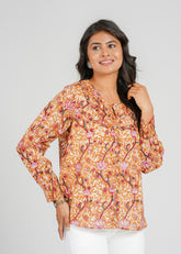 Cinnamon Block Printed Short Top