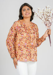 Cinnamon Block Printed Short Top