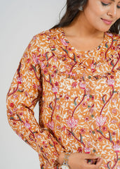 Cinnamon Block Printed Short Top