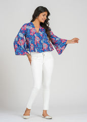 Indigo Block Printed Short Top