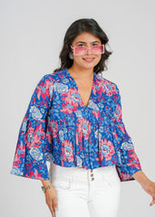 Indigo Block Printed Short Top