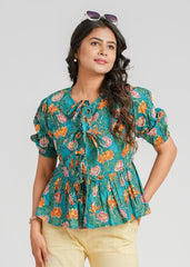 Jade Block Printed Short Top