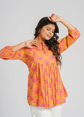 Amber Block Printed Short Top