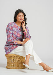 Orchid Block Printed Short Top