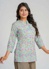 Verdant Block Printed Short Top