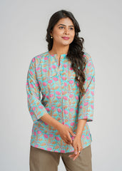 Verdant Block Printed Short Top