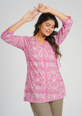Freesia Block Printed Short Kurti