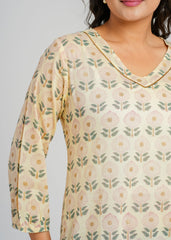 Golden Block Printed Short Kurti