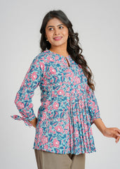 Hibiscus Block Printed Short Top