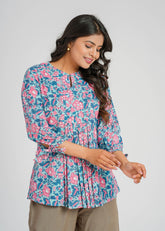 Hibiscus Block Printed Short Top