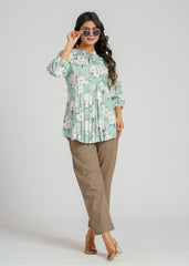 Mint Printed Short Top