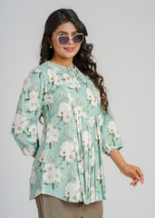 Mint Printed Short Top