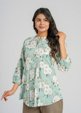 Mint Printed Short Top
