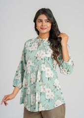 Mint Printed Short Top